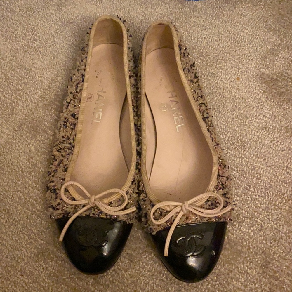 Chanel ballet flats tweed